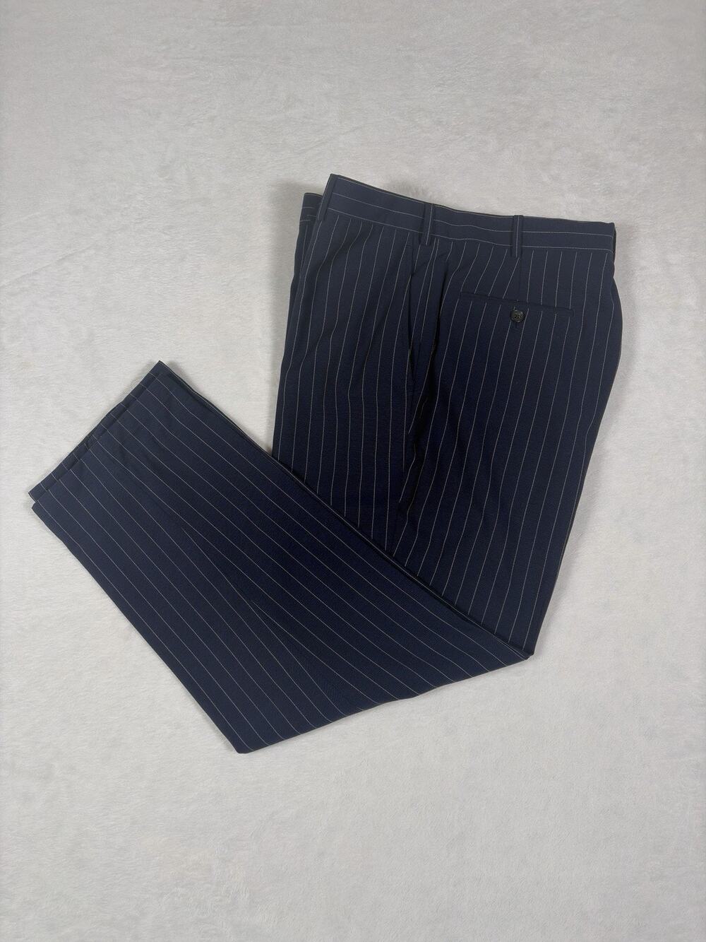 Brooks Brothers 1818 Regent Dress Pants Mens Fits 36/32 Blue Pinstripe 100% Wool